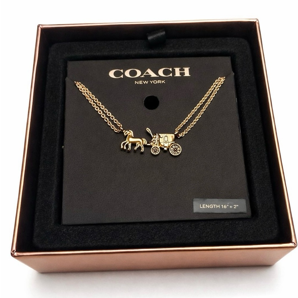Coach Gold Horse and Carriage Necklace